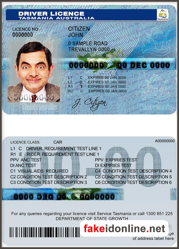 Australia Tasmania Driver License PSD Template